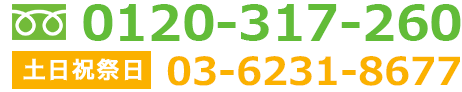 0120-317-260 土日祝祭日 03-6231-8677
